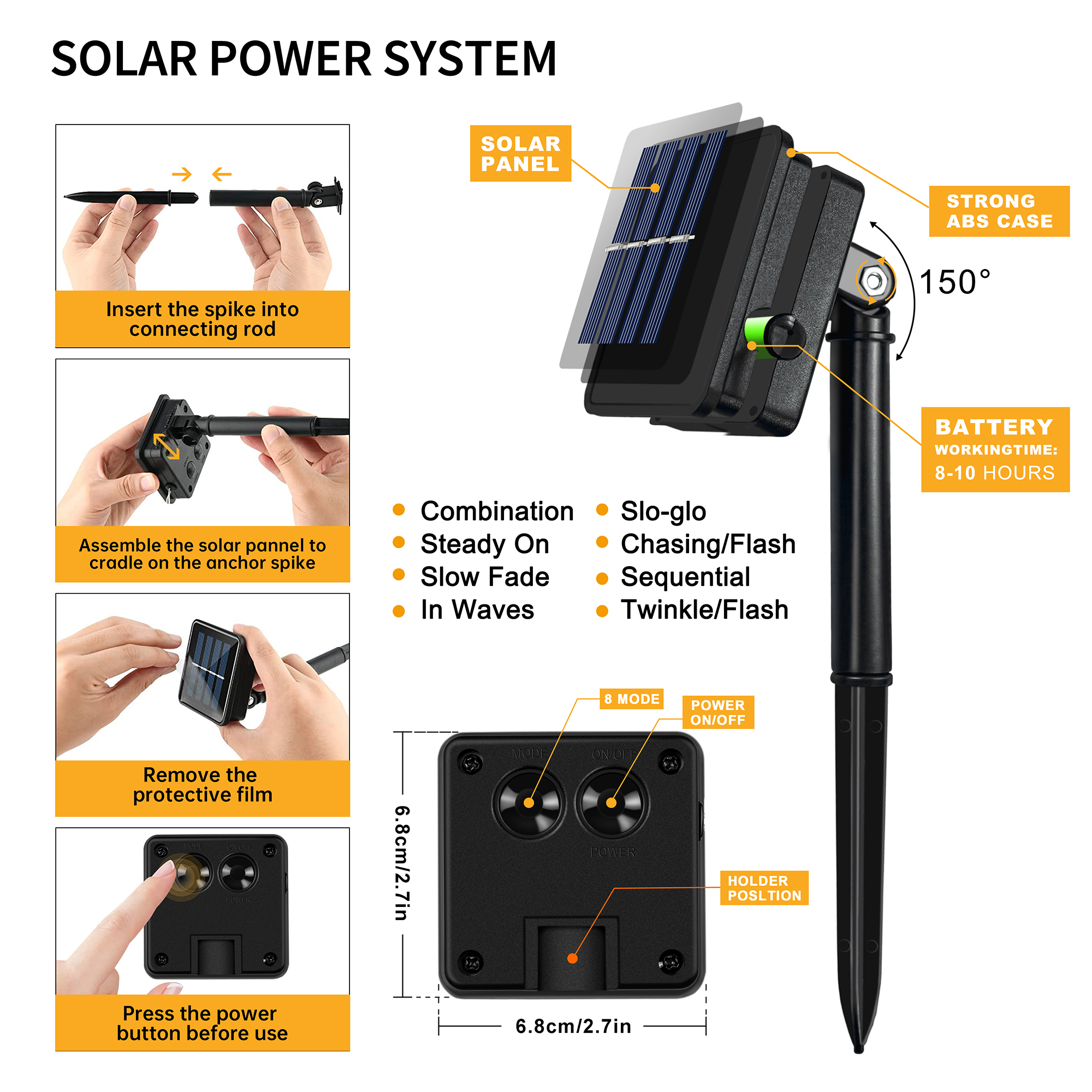 Tubo de fio de cobre cintilando luzes solares de corda