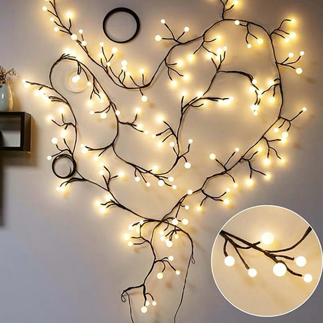Luzes de videira de salgueiro DIY para decoração de interiores