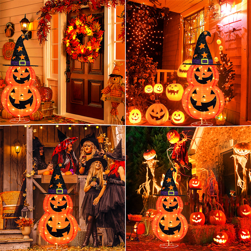 Decoração de abóbora dobrável de Halloween de 2,9 pés