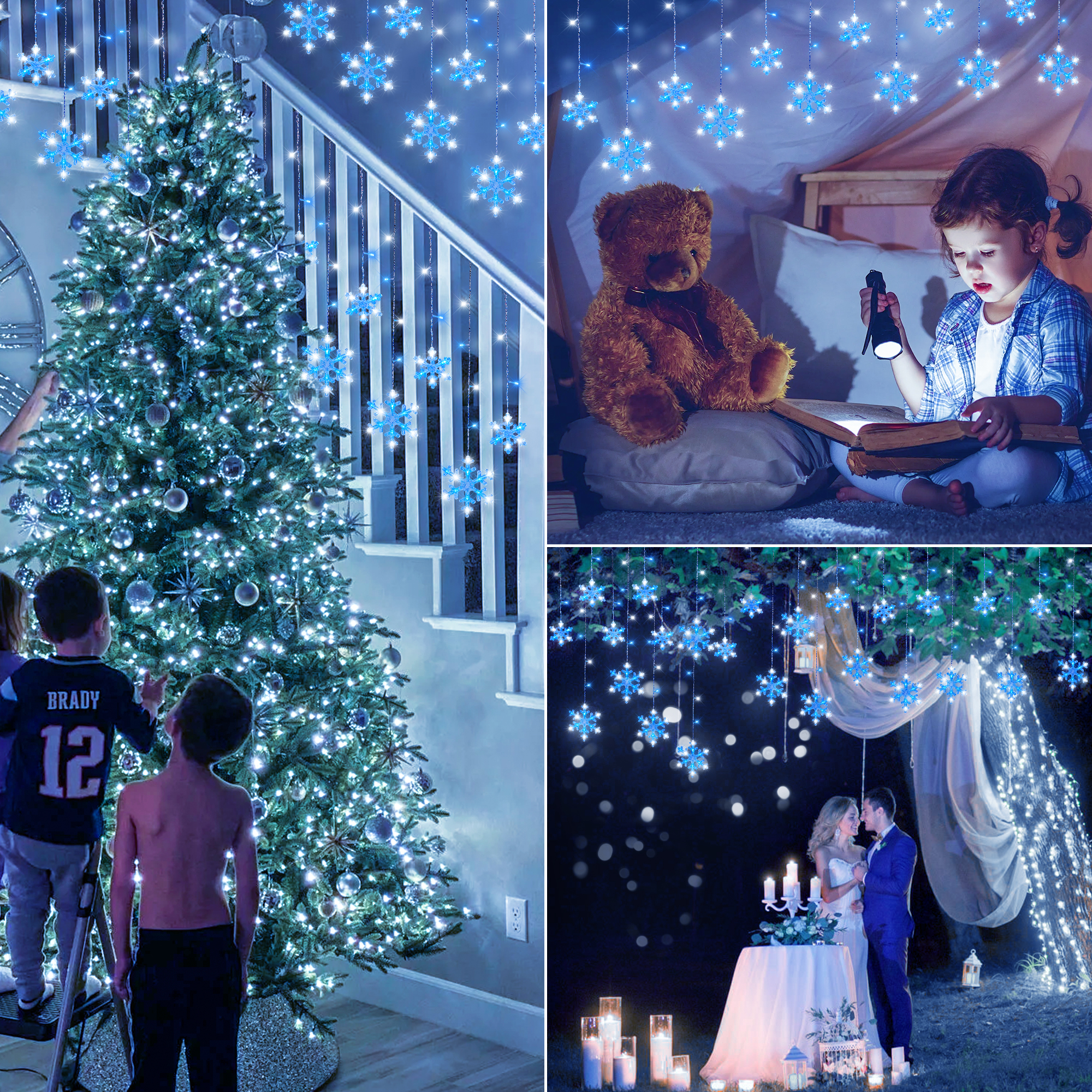 Luzes de sincelo de floco de neve de Natal de 6,5 pés 