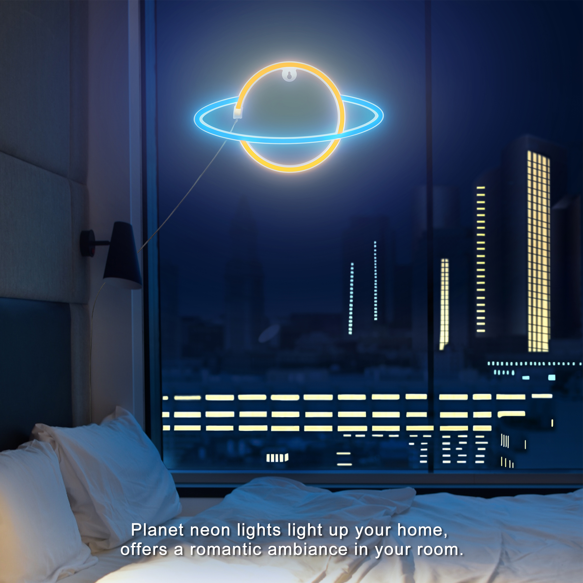 Luzes de néon LED para decoração de planetas