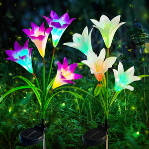 8 luzes solares de jardim com flores de lírio