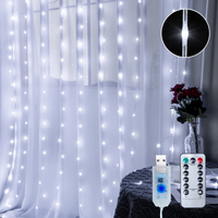 Luzes de corda de cortina de fio de borracha LED 3*3m