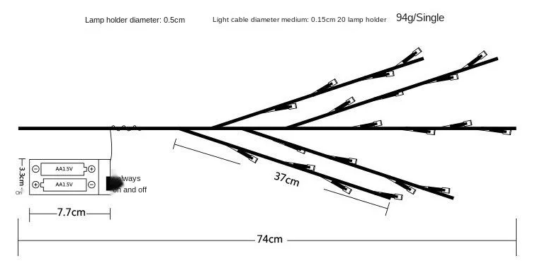 Luz LED para árvore de galho