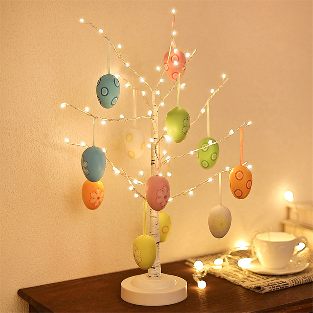 8 modos de iluminação de luzes de árvore de ovo de Páscoa