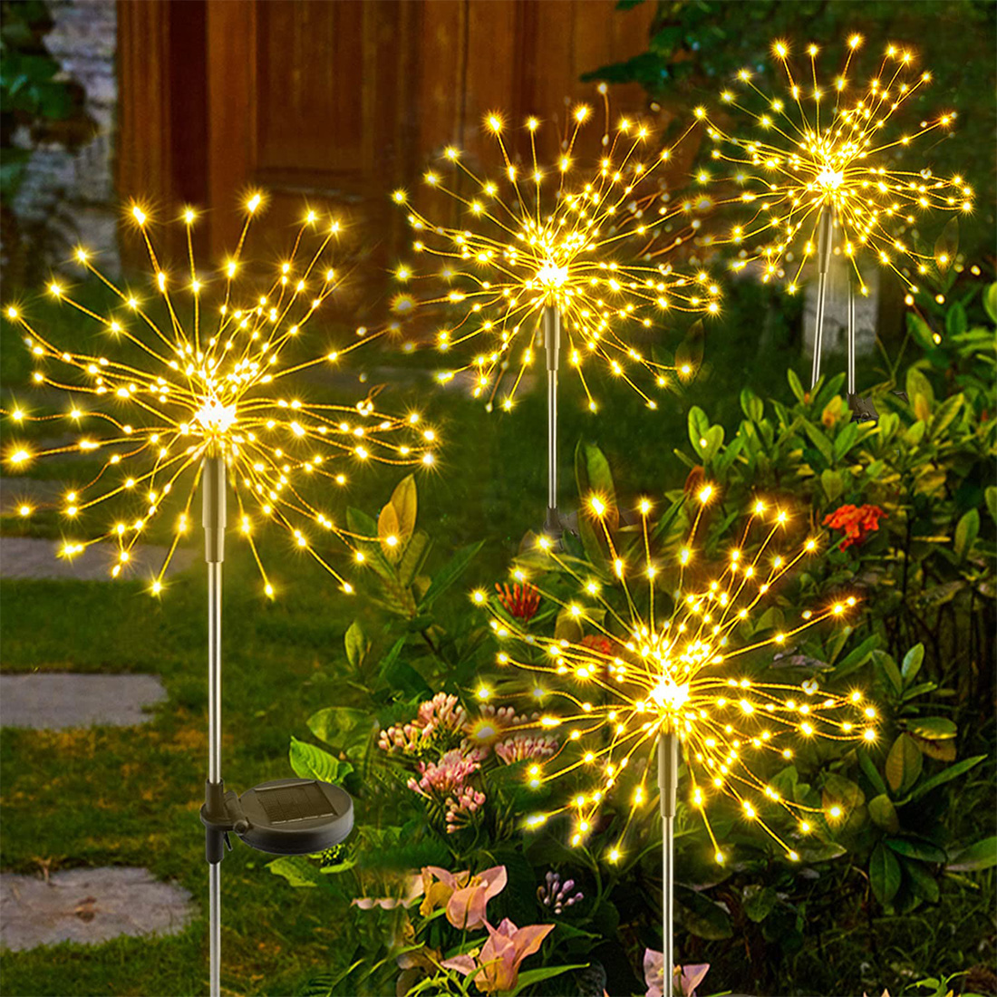 Imagem de cena de luz solar de fogos de artifício LED externa