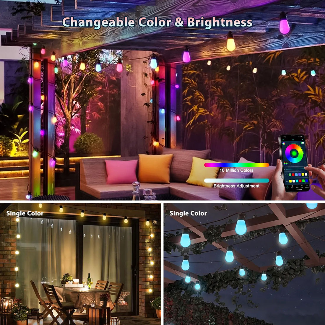 Imagem de cena de corda de luz colorida LED S14Smart