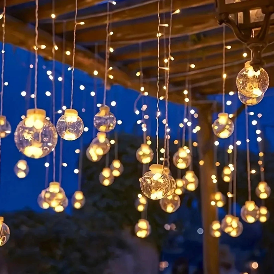 Imagem de cena de luz de cortina de fada globo LED