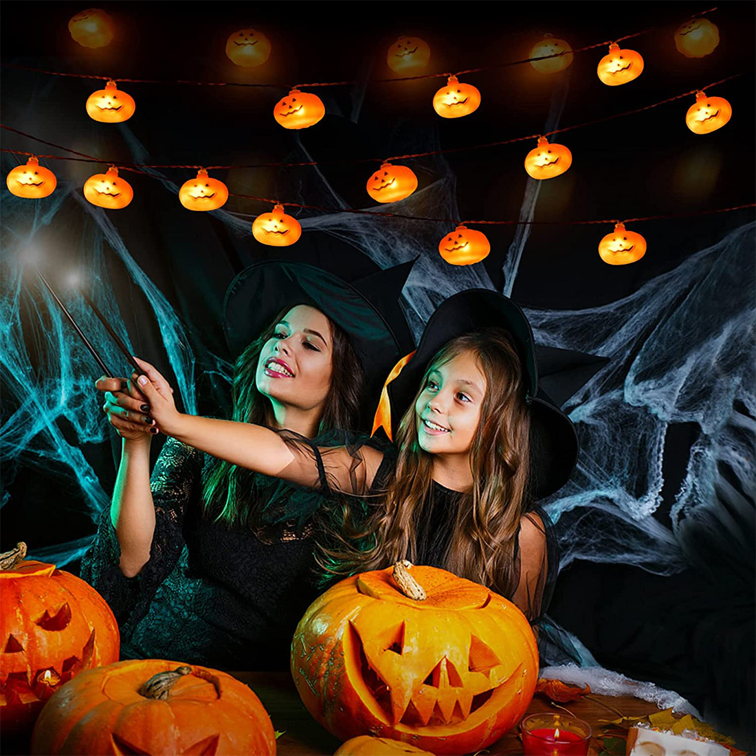 Decoração de Halloween Lanterna de Abóbora Luzes de Cena Imagem