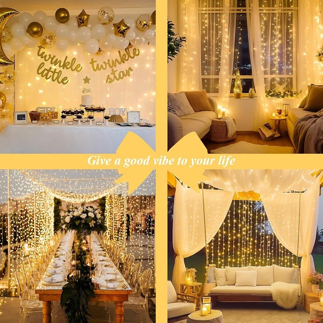 Luzes de corda cintilantes para decoração de casamento