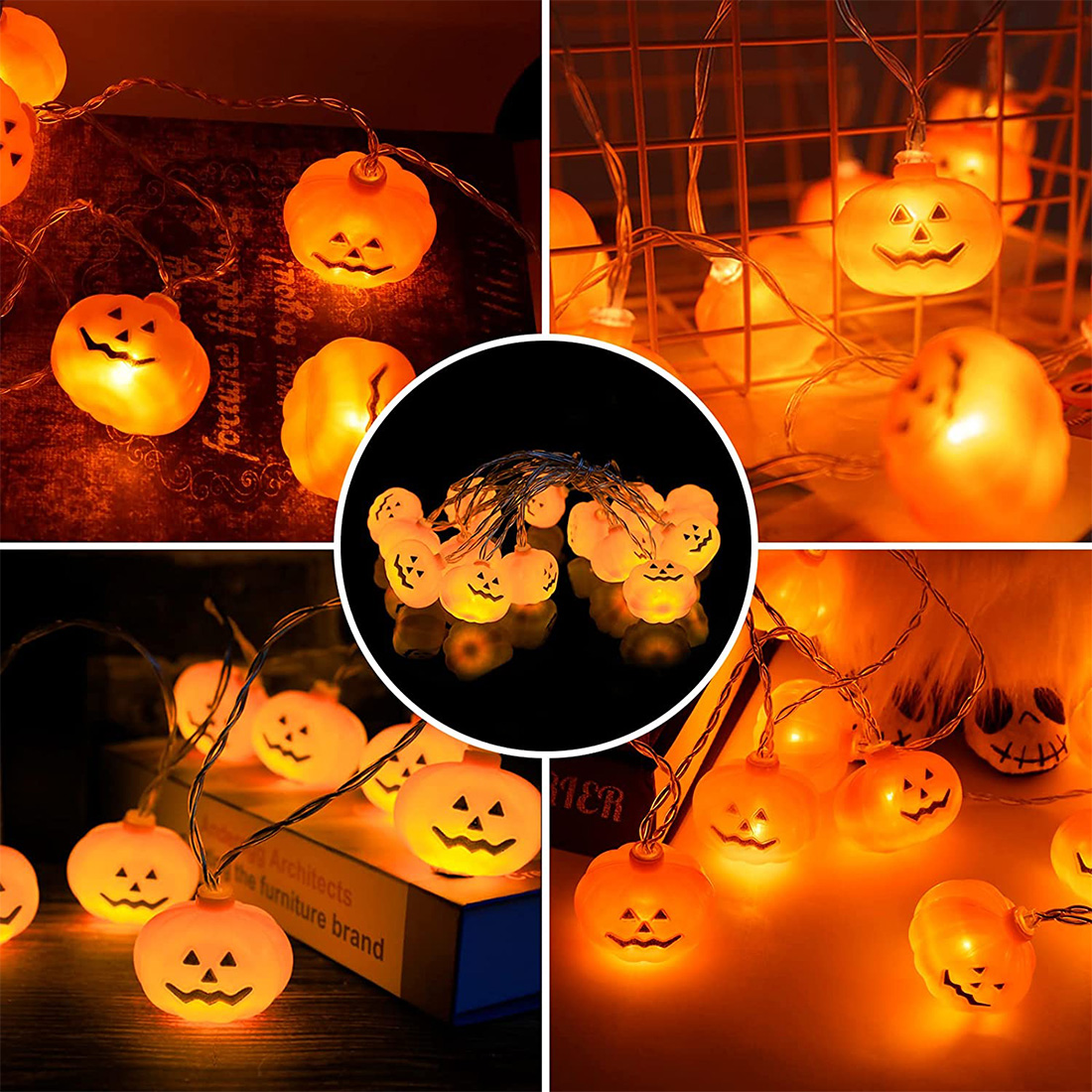 Decoração de Halloween Lanterna de Abóbora Luzes de Cena Imagem