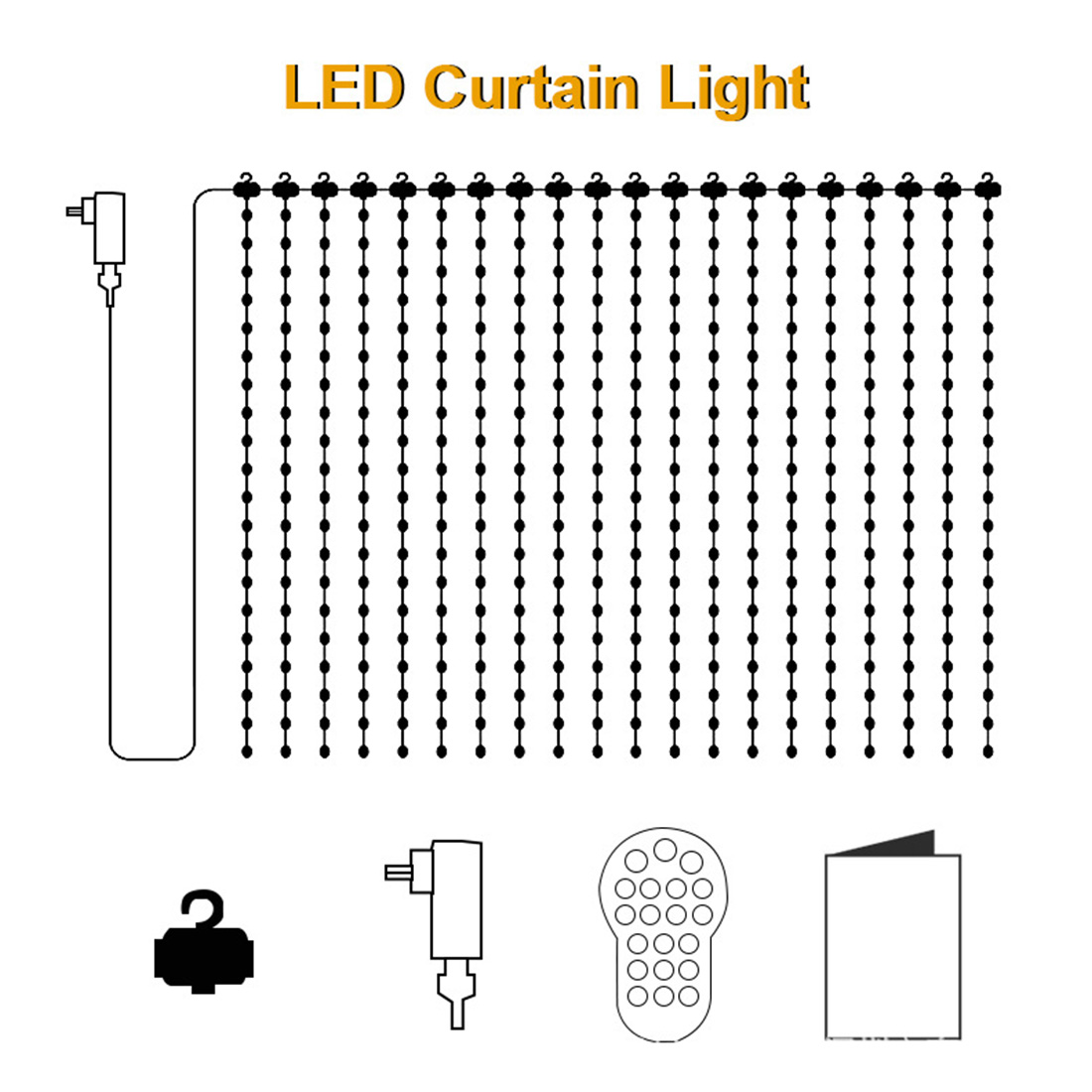 Imagem de tamanho de luzes de cortina de aplicativo Bluetooth inteligente