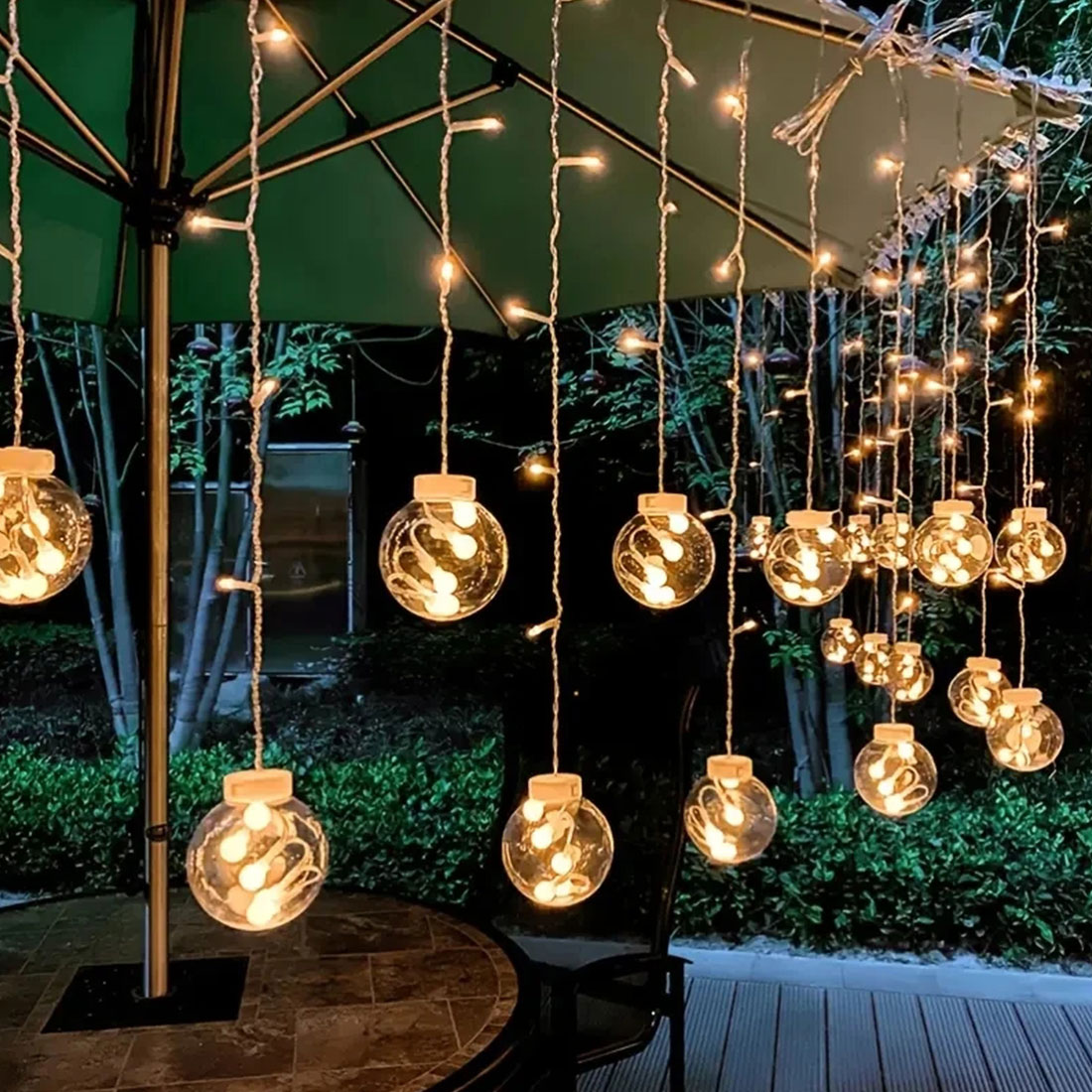 Imagem de cena de luz de cortina de fada globo LED