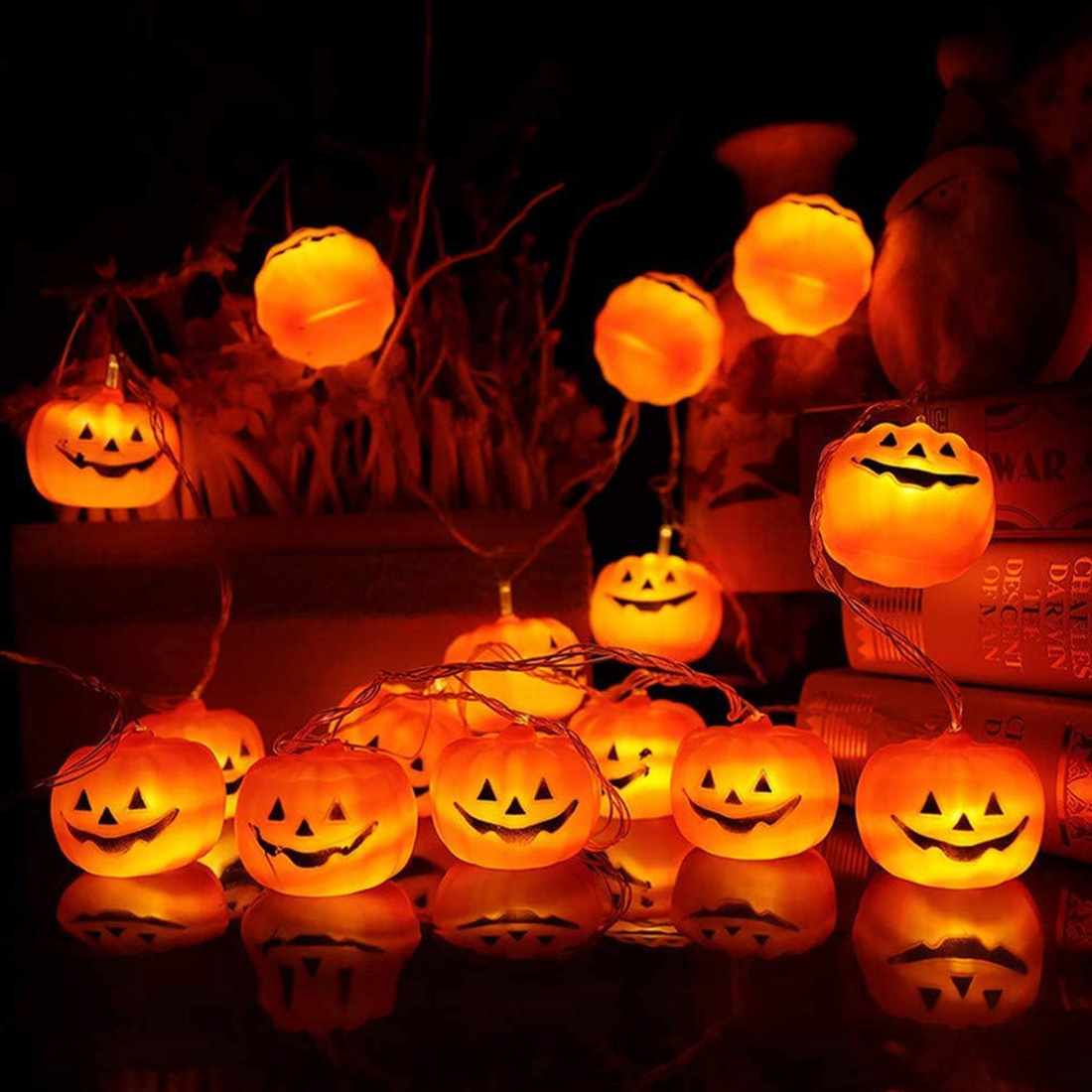 Luzes de corda de lanterna de abóbora para decoração de Halloween