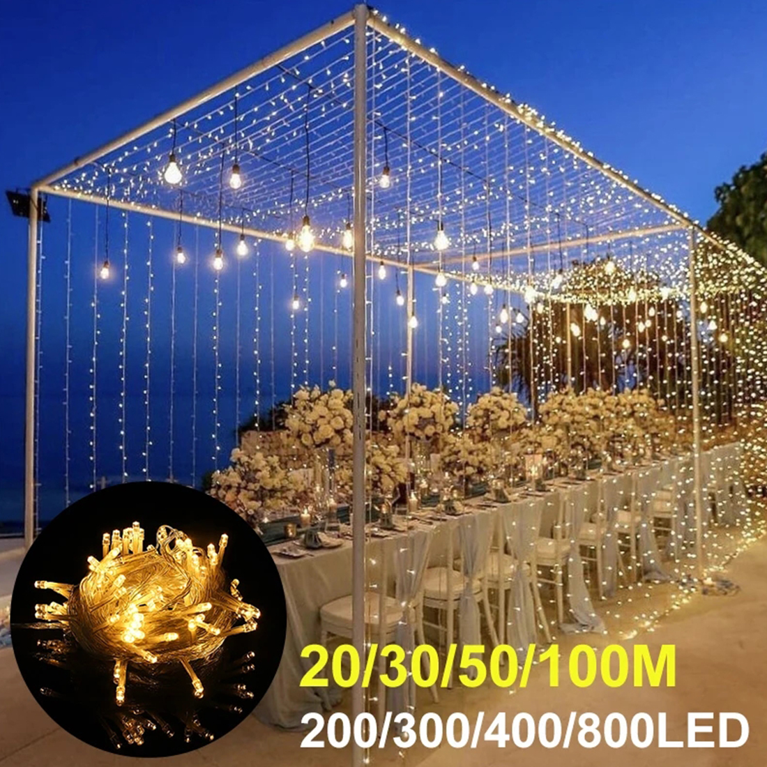 Luzes de corda cintilantes para decoração de casamento apresentam imagem