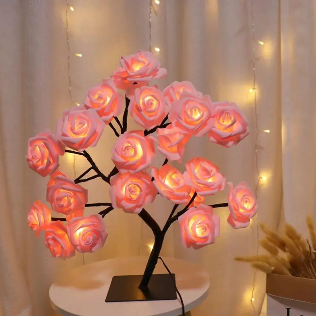 24 luzes LED para árvores de flores rosas