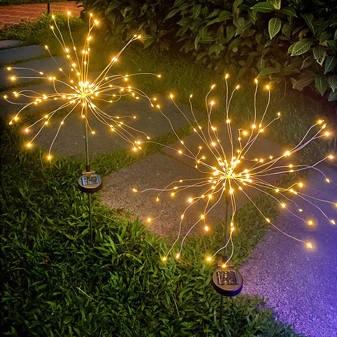 Imagem de cena de luz solar de fogos de artifício LED externa