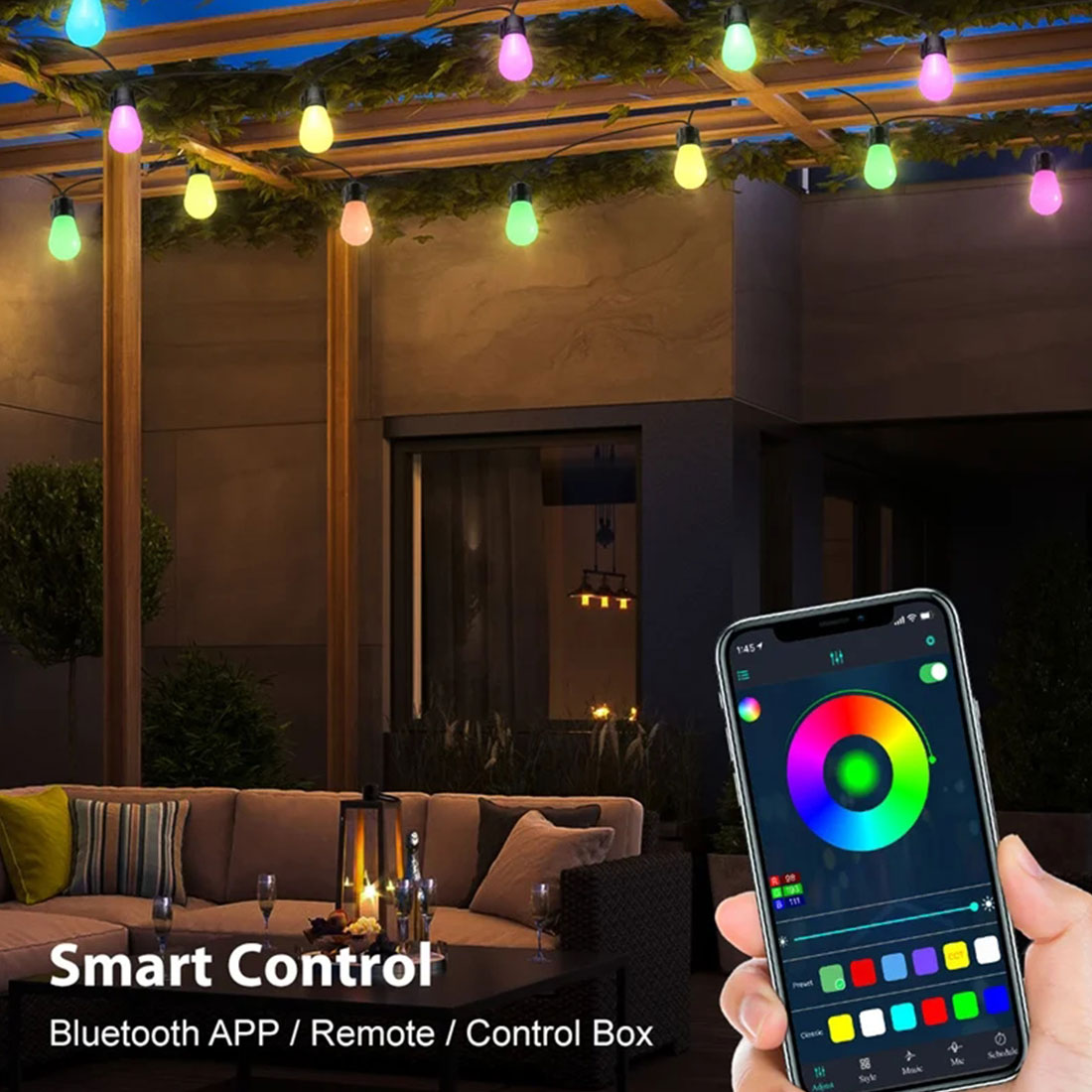 Mostra de controle inteligente de corda de luz colorida LED S14Smart 