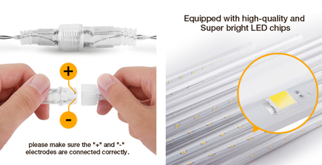 Chuva de meteoros LED Luzes de chuva de Natal instalam imagem de exibição