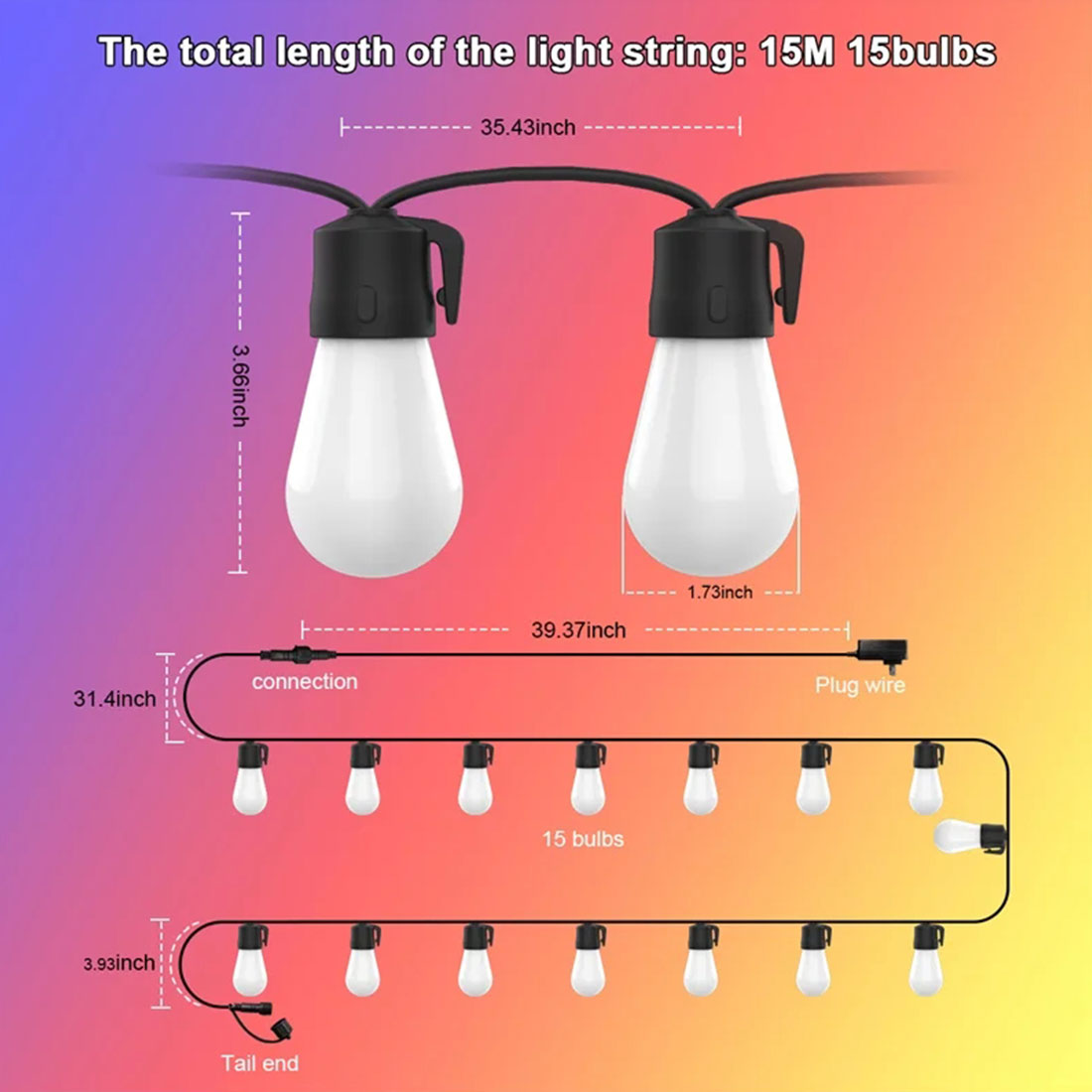 S14Smart LED Color Light String Display de tamanho inteligente