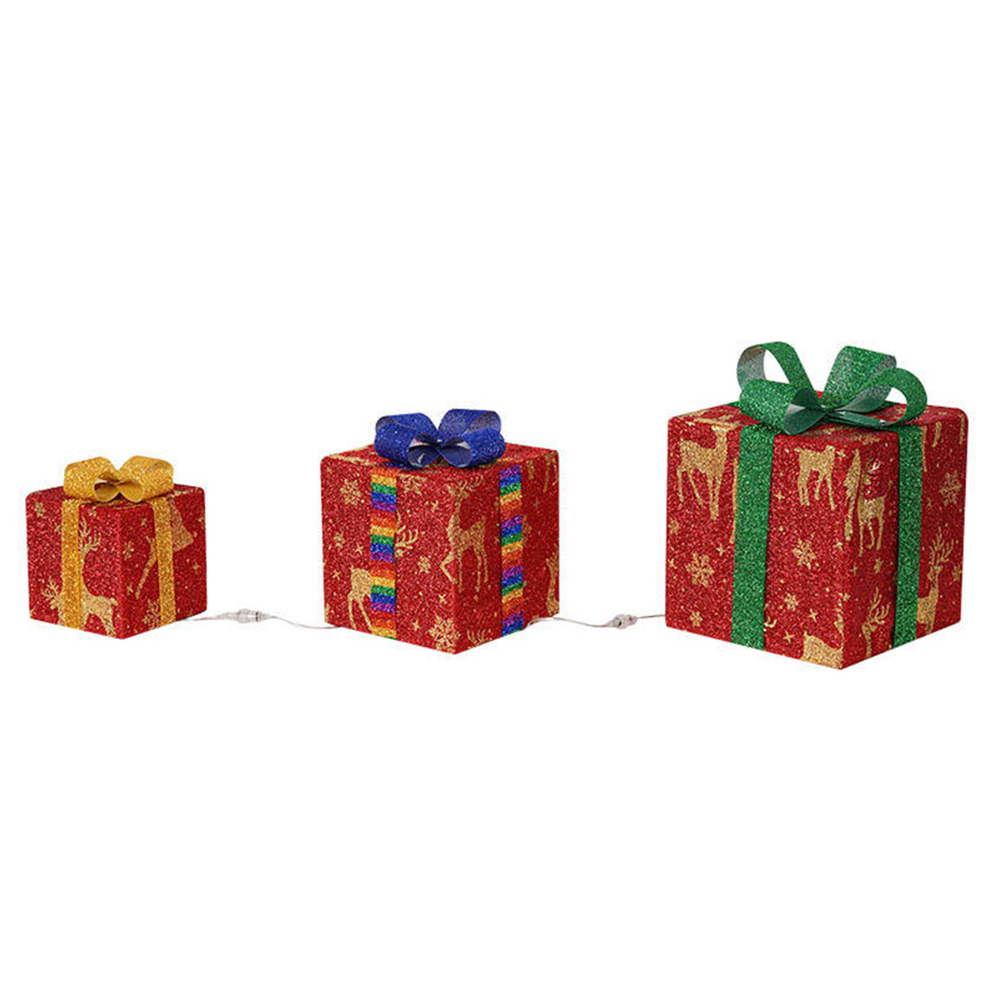 Pacote de 3 caixas de presente com decorações de Natal