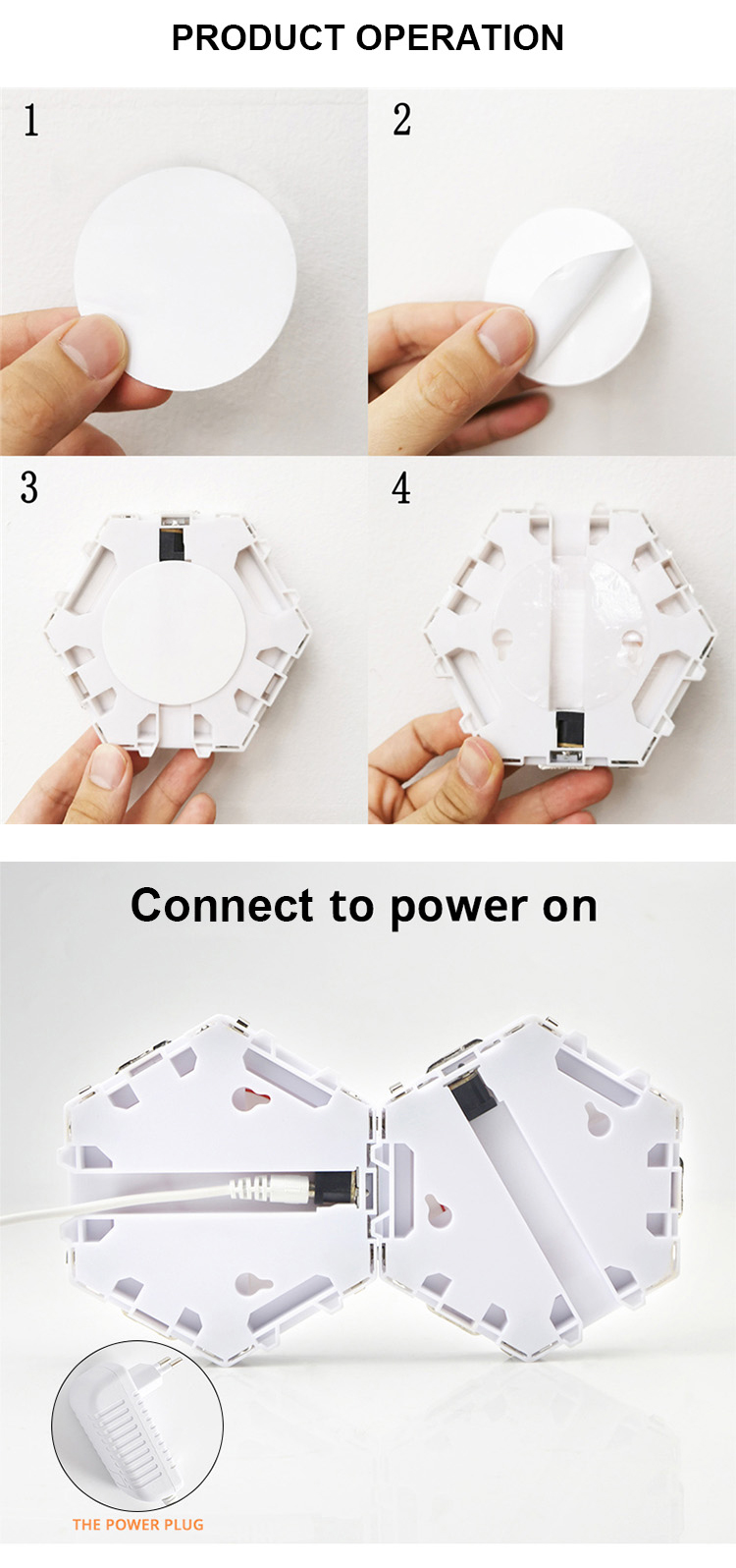 Candeeiros de parede com iluminação hexagonal táctil