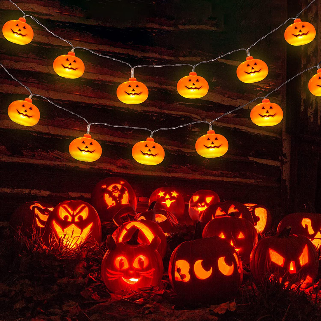 Decoração de Halloween Lanterna de Abóbora Luzes de Cena Imagem