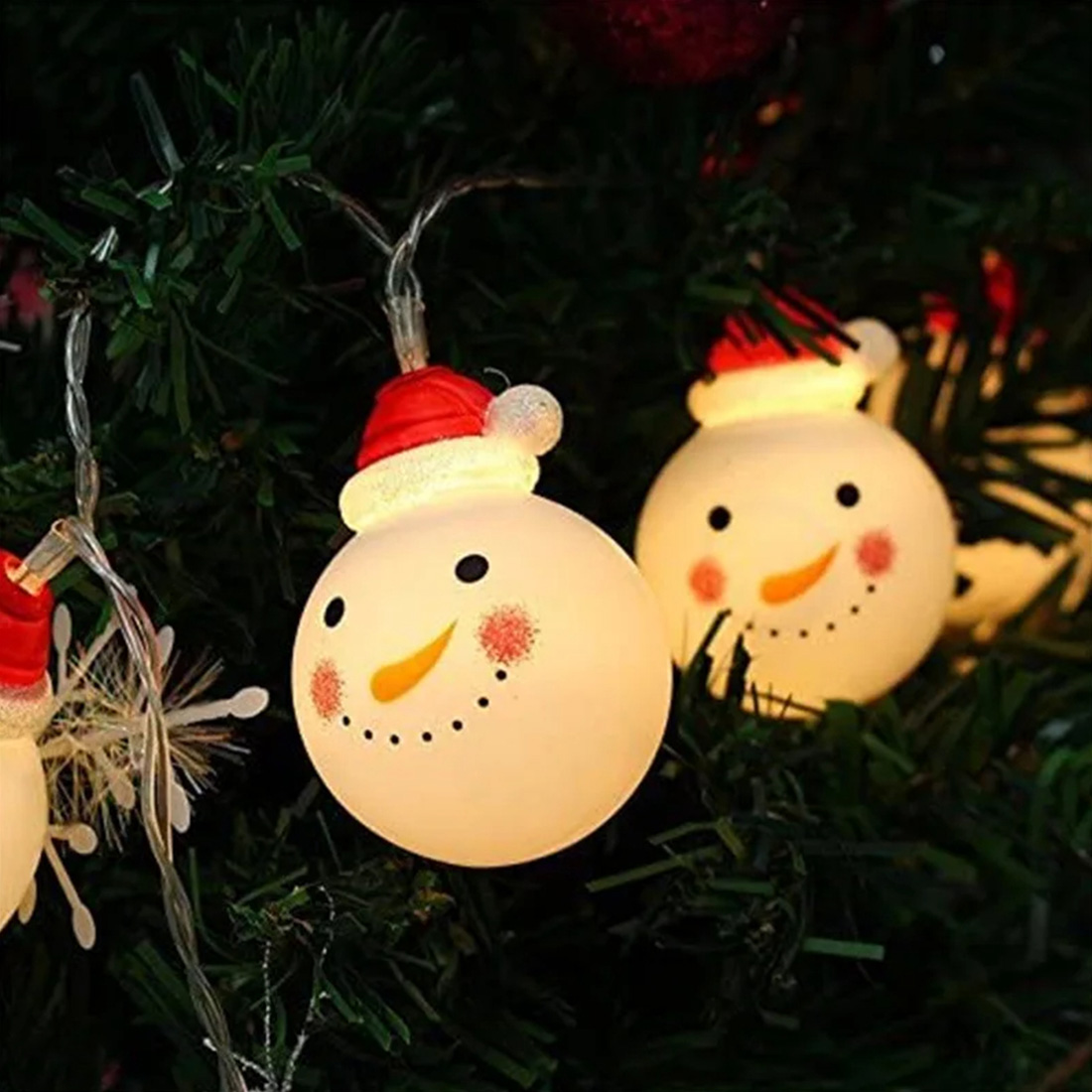 Imagem de luz de Natal de decoração alimentada por bateria de boneco de neve