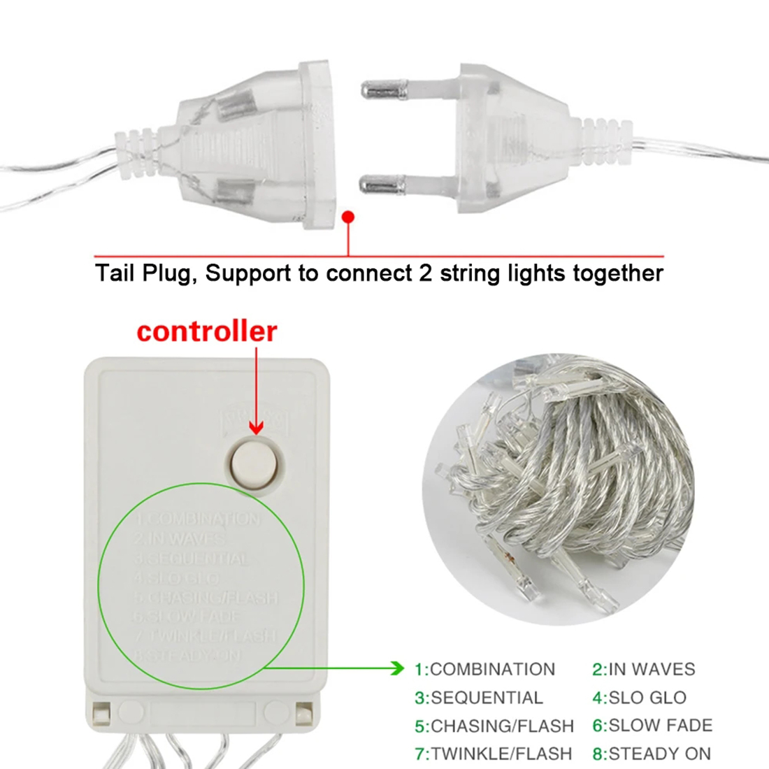 Corda de fada de floco de neve LED 4M ilumina o show de plug