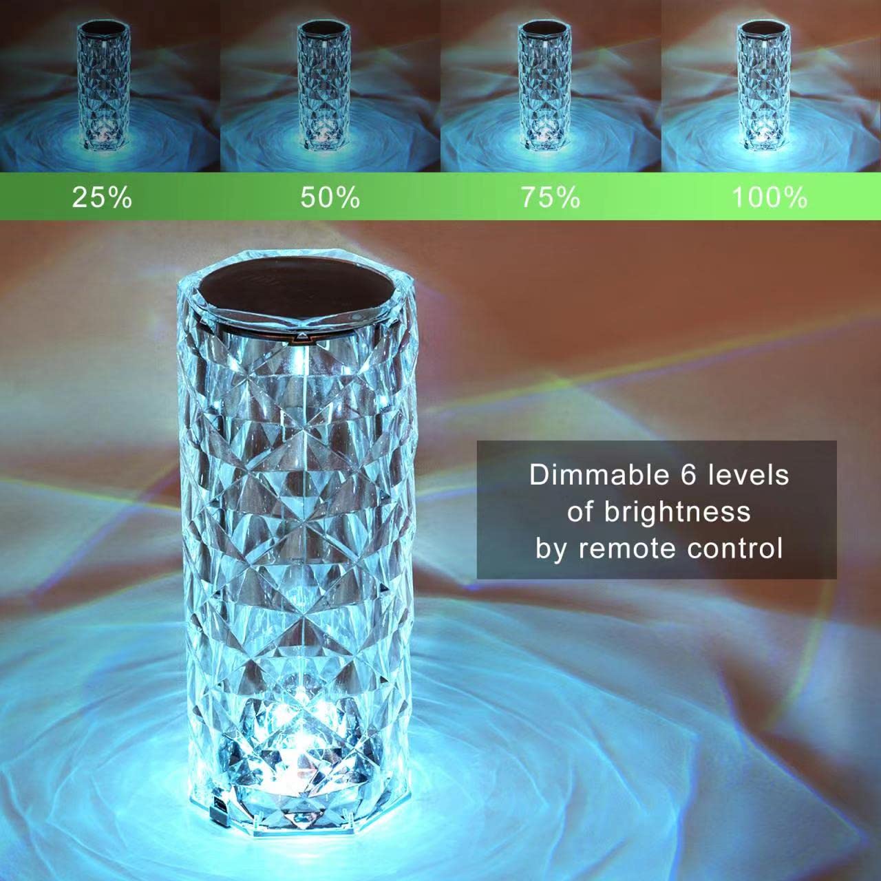 Lâmpada transparente para quarto de 16 cores