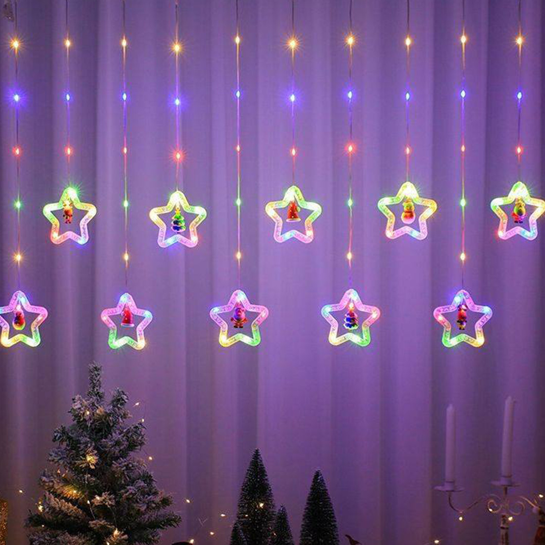 Luzes de Natal Star Santa Window Icicle