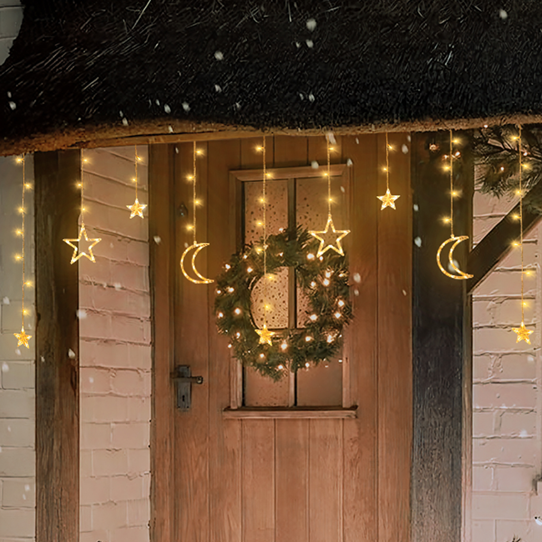 Luz de cortina estrela da lua para decoração de casa