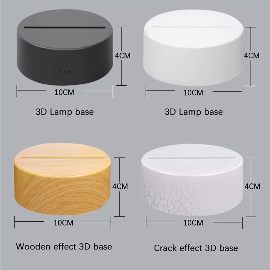 Exibição do tamanho da base da luz noturna de ilusão 3D