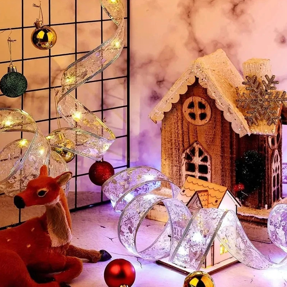 Fita de decoração de Natal com luz LED