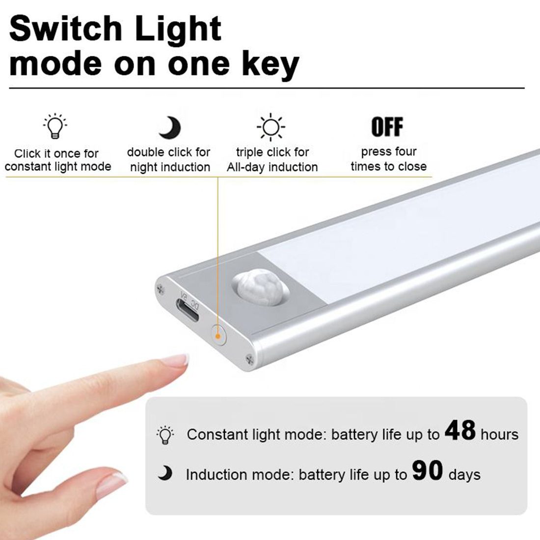 Luz de armário colada em qualquer lugar para quarto de corredor